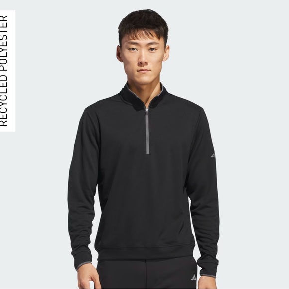 Adidas Men's Black Lightweight 1/4 Zip Top Golf Jacket, Size Large - Picture 1 of 12